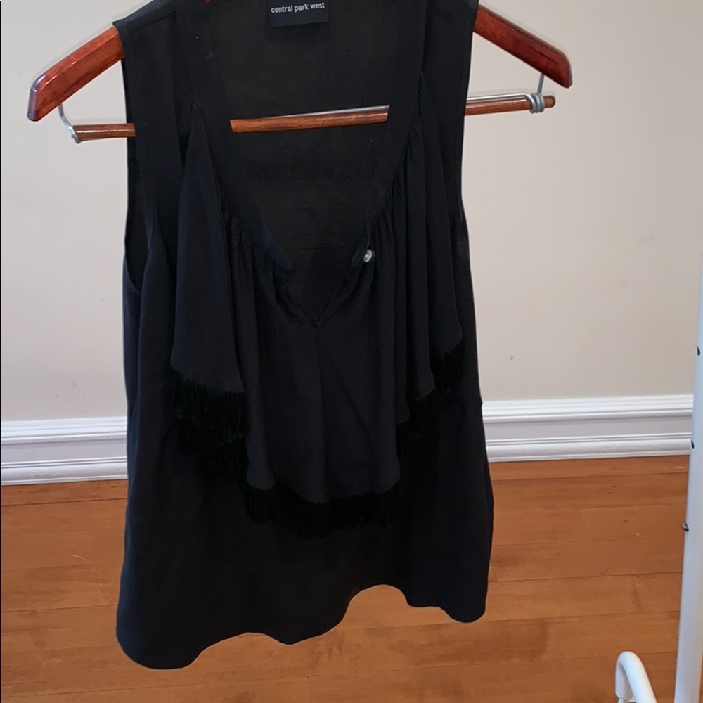 Central Park West size small black fringe tank